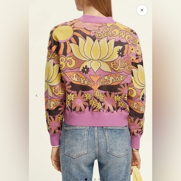 Scotch & Soda Flower Jacquard Cardigan Orchid Pink Lark in Bloom , size M - Picture 12 of 12